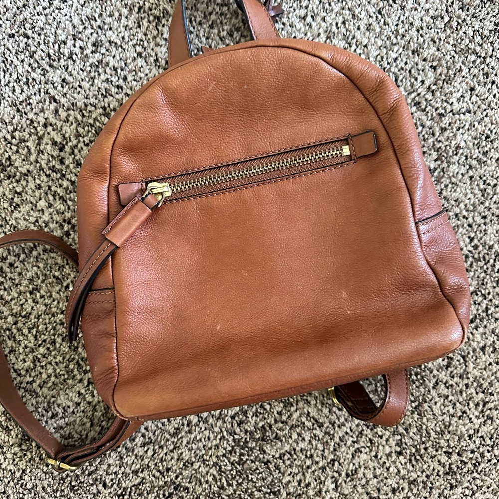 Fossil Brown Leather Backpack